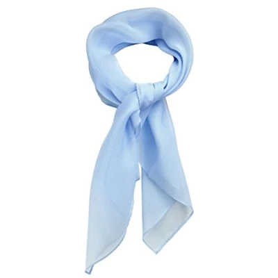 Image de TigerTie Foulard en mousseline fine pour femme Couleur unie Dimensions : 58 x cm, bleu clair, Taille Unique