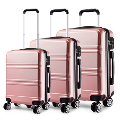 Image de Kono Set 3 Valises Voyage Rigide léger Ensemble de Bagages Trois pc 4 Roues Trolley 360 degrés Bagage Cabine (Gris)