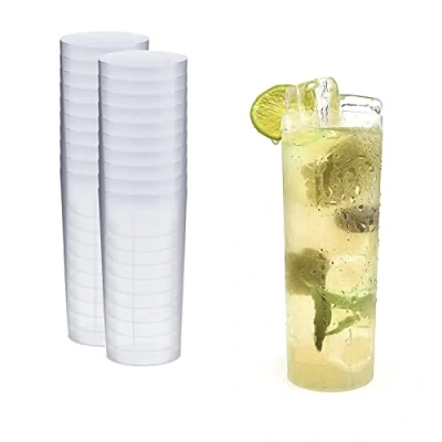 Image de Silverkitchen Lot de 20 verres à long drink 200 ml Gobelets en plastique, réutilisables, incassables, fabriqués Allemagne
