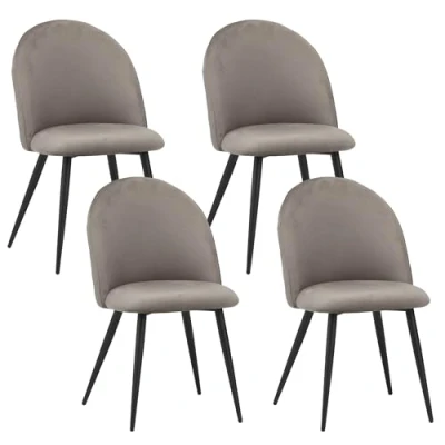 Image de Albatros chaises de Salle à Manger Capo avec revêtement en Velours, Set 4, Gris Design Vintage élégant, Chaise rembourrée certifiée SGS Cuisine Moderne