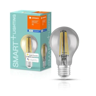 Image de LEDVANCE Lampe Smart LED avec Bluetooth, E27, dimmable, blanc chaud (2700K), remplace les lampes à incandescence par 44W, contrôlable Alexa, Google et Apple, SMART+ Filament Classic DIM,pack de 4