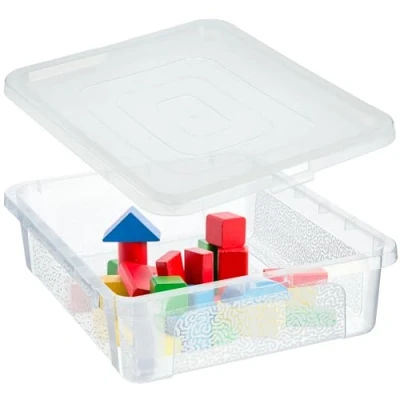 Image de KADAX Boîte de rangement rectangulaire avec couvercle, empilable, en plastique, peu encombrante, 10 l, transparente