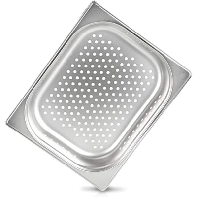 Image de jokobela Récipient GN : perforé Convient aux cuiseurs à Vapeur Gaggenau et Miele(Acier Inoxydable, Lavable au Lave Vaisselle, Gastronorm 1/2, L 32,5 x P 26,5 H 6,5 cm)