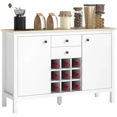 Image de HOMCOM Buffet Panneau de particules 110x35x75cm Blanc