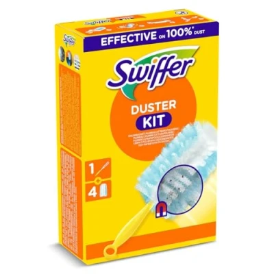 Image de Swiffer Le kit de démarrage Duster (1 poignée et 4 recharges), Capture Bloque 3 Fois Plus poussière Poils par Rapport à Une Brosse Traditionnelle