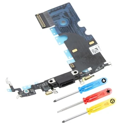 Image de MMOBIEL Conector de Carga Compatible Con iPhone 8 A1863, A1905, A1906, A1907 Puerto Dock Connector Cable Flex Audio Jack/Micrófono/Antena Repuesto INCL Destornilladores Negro