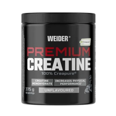 Image de Weider Premium Creatine (375g) Goût Neutre. 100% Monohydrate de Créatine Creapure, Sans Sucre, Vegan, Augmente la Performance Physique (110 portions)