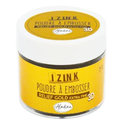 Image de Aladine Poudre à Embosser Izink Gold Extra Fine Embossing Effet Volume 3D pour Scrapbooking et Carterie Créative Scrap en Relief Couleur Or Pot de 25 ml