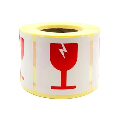 Image de MD Labels Lot de 500 étiquettes d&#039;avertissement en rouleau 50 x mm Attention Fragile Handle with care Autocollants d&#039;emballage