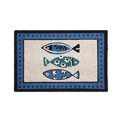 Image de Excelsa Ocean Paillasson entrée, Fibre de Coco, Bleu, 40 x 60 cm