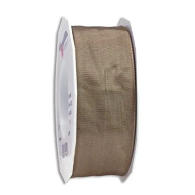 Image de PRÄSENT Lyon Ruban Taffetas avec Fil de Fer Taupe 40 mm 25 m, Jaune Clair, Set Pièces