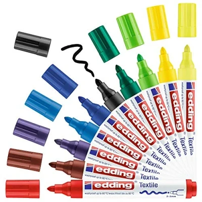 Image de edding 4500 marqueur pour textiles étui de 10 couleurs (basic) pointe ronde 2 3 mm feutre textile lavable en machine (60 C) décorer le tissu