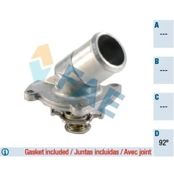 Image de FAE 5320792 Thermostat d&#039;eau 92 avec joints Carter à couvercle en aluminium OPEL: Corsa D 3/5 portes, Meriva A, Astra H portes