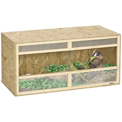 Image de PawHut Terrarium en Bois OSB pour Reptiles avec Porte coulissante Verre 100 x 47 cm