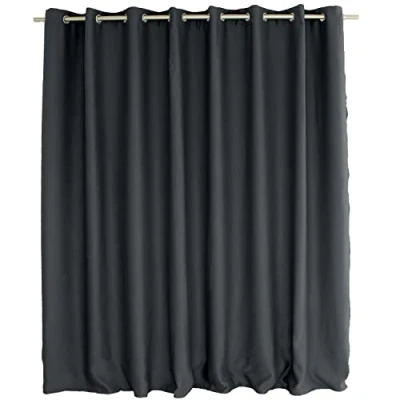 Image de ED ENJOY HOME Rideau Occultant avec Œillets argentés, Gris Foncé, Grande Largeur, 300x240cm, 100% Polyester, Tissu Certifié Oeko TEX, Collection Réglisse