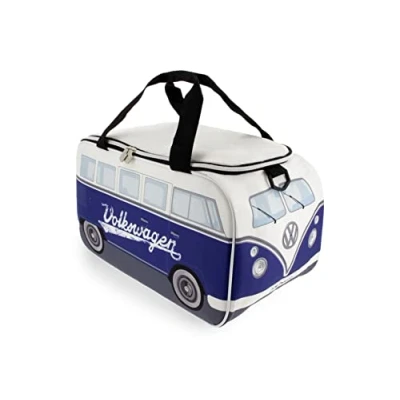 Image de BRISA VW Collection Sac Isotherme réfrigérant Chauffant Isolant pour Pique Nique et Repas avec Motif Combi T1 Volkswagen (Blanc &amp; Bleu/25 litres)