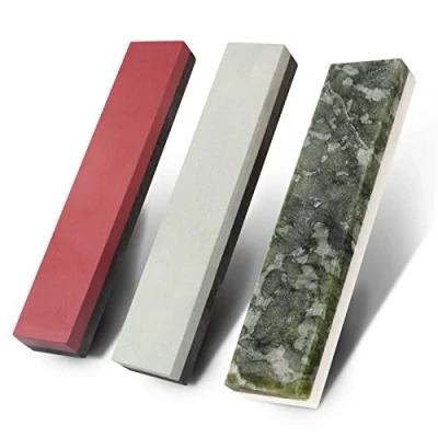 Image de CBRIGHT Lot de 3 pierres à aiguiser double face poche Pierre épaisse et fine Longueur : 100 mm