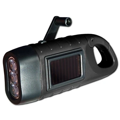 Image de Hippocampe PowerPlus Dynamo Lampe torche solaire 3 LED, acier, noir