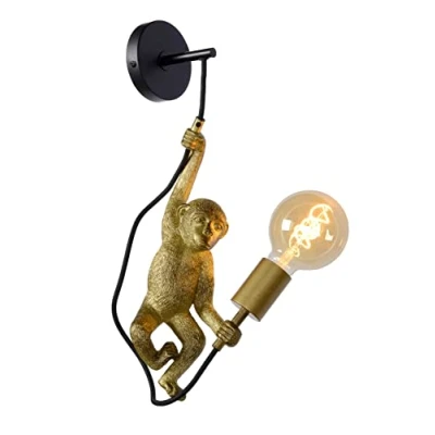 Image de Lucide 10202/01/30 Applique Murale, Matière Plastique, 40 W, Noir, Or