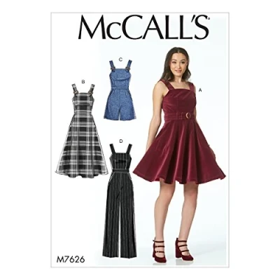 Image de McCall&#039;s Patterns 7626 D5 Robes, Ceinture, grenouillère et Combinaison, Multicolore