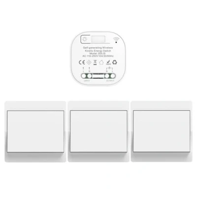 Image de Cerhot EU interrupteur sans fil piles kit autoalimente va et vient pile radio a distance eclairage domestique wireless switch (EU 1Gang 3V1 a)