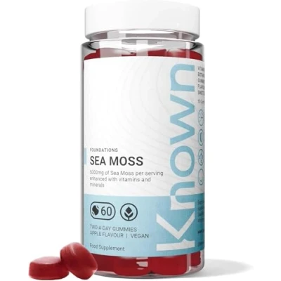 Image de Gummies Délicieux à la Mousse Marine Known 5000mg Marine, Vitamine C, Iode Soutient l&#039;Immunité Saveur Pomme 60 Vegan, 1 Mois