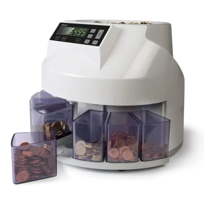 Image de Safescan 1250 EUR compteuse de monnaie qui compte et trie rapidement les pièces en euros mélangées Trieuse par dénomination Monnayeur pour un comptage continu des