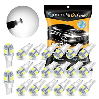 Image de Defvnsy 194 168 T10 W5W 501 LED Ampoule, pour Ampoules Voiture Feux Dôme, Plaque D&#039;immatriculation, Tableau de Bord, Coffre, Lecture, 6000K Blanc Ampoule Intérieur 12V avec 5050 5SMD Lumière