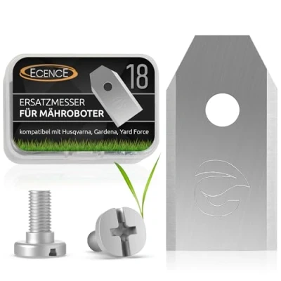 Image de ECENCE 18 Lames Robot Tondeuse Vis Incluses Compatibles avec Husqvarna Automower, Gardena, Yardforce, Sileno, McCulloch en Acier Inoxydable