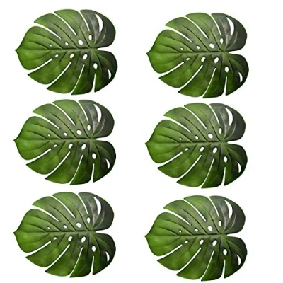 Image de DUDNJC Lot de 6 sets table en papier motif feuilles palmier tropicales Isolation thermique Antidérapants Thème jungle et plage Décoration pour à manger, maison, mariage