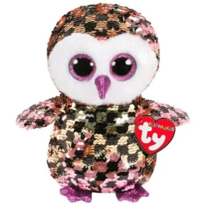 Image de Ty Flippables Peluche à Sequins Brillante Checks le Hibou, TY36673, Multicolore, 15 cm
