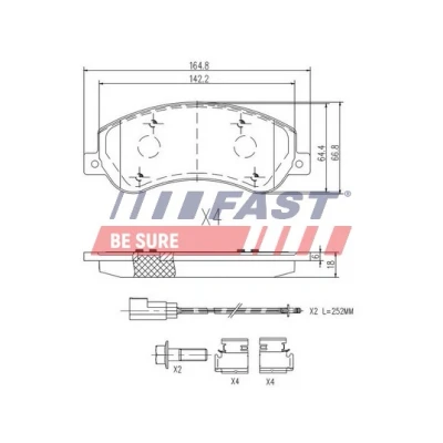 Image de FAST FT29522 Jeu de plaquettes frein Essieu avant avec palpeur d&#039;usure intégré FORD: Transit Mk6 Van, Сamion à Plateau/Сhâssis