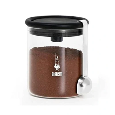 Image de Bialetti Verre à Café Moka 250g (avec Bouchon) Verre, Noir, Transparent.