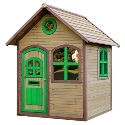 Image de Maisonnette en bois pour enfant AXI Julia FSC Marron &amp; vert 118x120x175cm