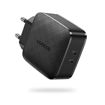 Image de UGREEN 65W Chargeur USB C Rapide Double Port PD 3.0 Compatible avec iPhone 15 Pro Max Plus 14 13 12 11 X Galaxy S24 Ultra Pixel 8 iPad Air Mini Tab MacBook Steam Deck