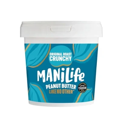 Image de ManiLife Beurre de Cacahuète Peanut Butter Entièrement Naturel, d&#039;Origine Unique, sans Sucre Ajouté, Huile Palme Originale Croquant(1 x 900g)