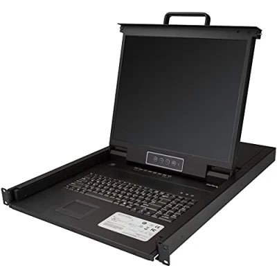 Image de StarTech.com Console KVM à Montage Rack 8 Ports avec Câbles de 1,8m Switch Intégré LCD 19&quot; Tiroir OSD 1U Complet Clavier QWERTY 50,000 MTBF Support USB+VGA (RKCONS1908K)