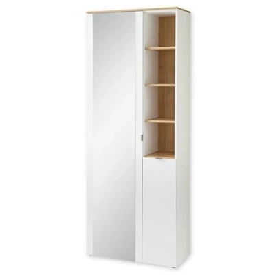 Image de Stella Trading Bari Miroir Aspect Artisanal certifié FSC Armoire Moderne avec Beaucoup d&#039;espace de Rangement, Bois d&#039;ingénierie Plastique Métal, Blanc/chêne Artisan, Garderobenschrank