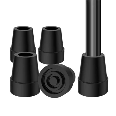 Image de supregear Embouts en Caoutchouc pour Bequilles, 4 Pièces 22 mm Haute Résistance, Pieds de Remplacement Canne et Bâtons Marche, Antidérapants Durables, Noir