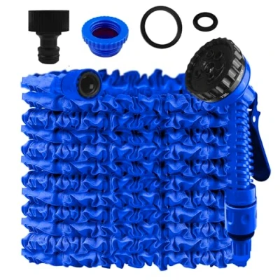 Image de Bosmsaslad 15m Tuyau d&#039;Arrosage Extensible, Arrosage Extensible avec 7 Modes de Pulvérisation, Flexible, Léger et Facile à Ranger Pour Irrigation, Jardin, Nettoyage (Bleu)