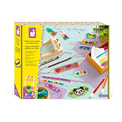 Image de Janod Coffret 13 Bijoux Pops à Créer + Métier Tisser Les Ateliers Kit Loisir Créatif Enfant Apprentissage Motricité Fine et Créativité Dès 8 ans J07999