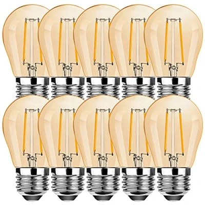 Image de ProCrus Ampoule LED E27 2W,Lampe Vintage G45 2W Edison,2700K Blanc Chaud,éclairage Rétro à Filament,Équivalent 10W Incandescence,100LM,Non Dimmable,Ampoule Ambre,Lot de 10