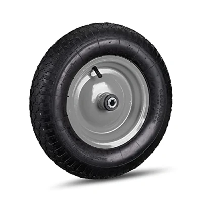 Image de Relaxdays 1x Roue de brouette 4.80 4.00 8, Rechange, cauoutchouc, axe, Jante en Acier, 120 kg, 3 adaptateurs, Noir Gris