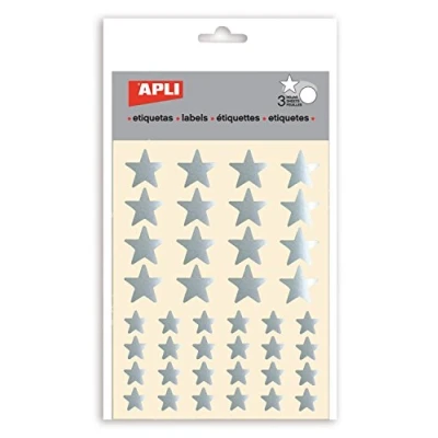 Image de Apli Lot de 3 feuilles gommettes en forme d&#039;étoile Argenté