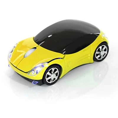 Image de Souris Sans fil pour Enfants, 2.4G avec Récepteur USB, Optique Bluetooth 1600DPI Voiture Ordinateur Portable PC Tablette Gaming Office Mac Windows(Jaune )