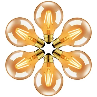 Image de LVWIT Ampoule à filament LED E27 G80 6.5W, 650Lm Equivalent Incandescente 51W, Lampe Rétro Edison en Verre Brun, 2500K Blanc Chaud, Non Dimmable, Lot de 6