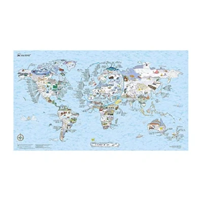Image de Snowtrip Map by Awesome Maps Carte du monde illustrée pour les passionnés de ski et snowboard Réinscriptible 97,5 x 56 cm