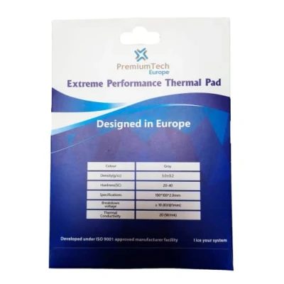 Image de PremiumTech Europe Tapis thermique professionnel de performance extrême avec conductivité 20 W/MK, idéal pour GPU ou CPU haut gamme, taille XXL 100 x mm (2 mm)