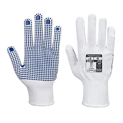 Image de Portwest Gant Polka Picots PVC, Couleur: Blanc/Bleu, Taille: S, A110WBRS