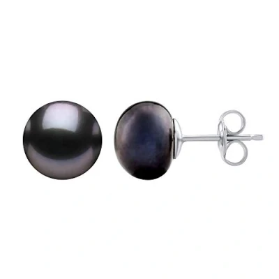 Image de SILVEGO Boucles d&#039;oreilles pour femme en argent sterling 925 avec perle noire d&#039;eau douce 10mm clous sans nickel hypoallergéniques